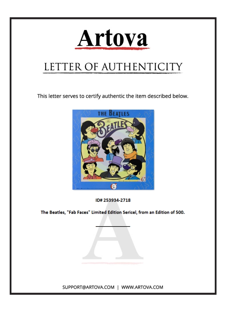The Beatles "Fab Faces" LE 18x18 Matted Sericel (Artova) at PristineAuction.com The Beatles "Fab Faces" LE 18x18 Matted Sericel (Artova) at PristineAuction.com