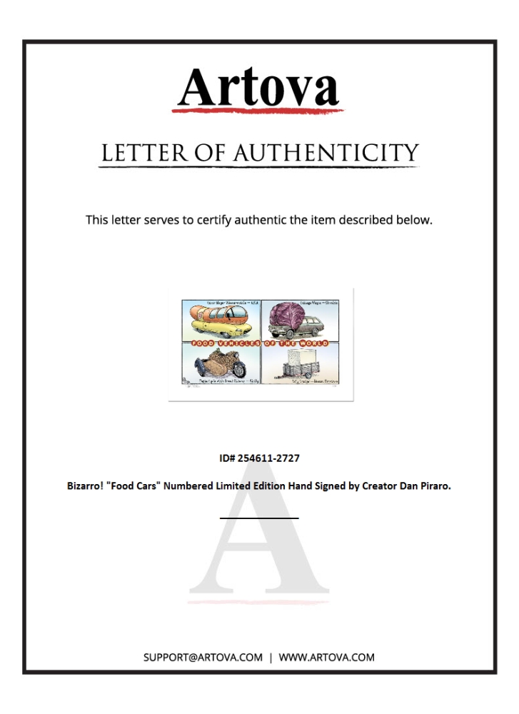 Bizarro "Food Cars" LE 8x15 Giclee on Paper by Dan Piraro (Artova) at PristineAuction.com Bizarro "Food Cars" LE 8x15 Giclee on Paper by Dan Piraro (Artova) at PristineAuction.com