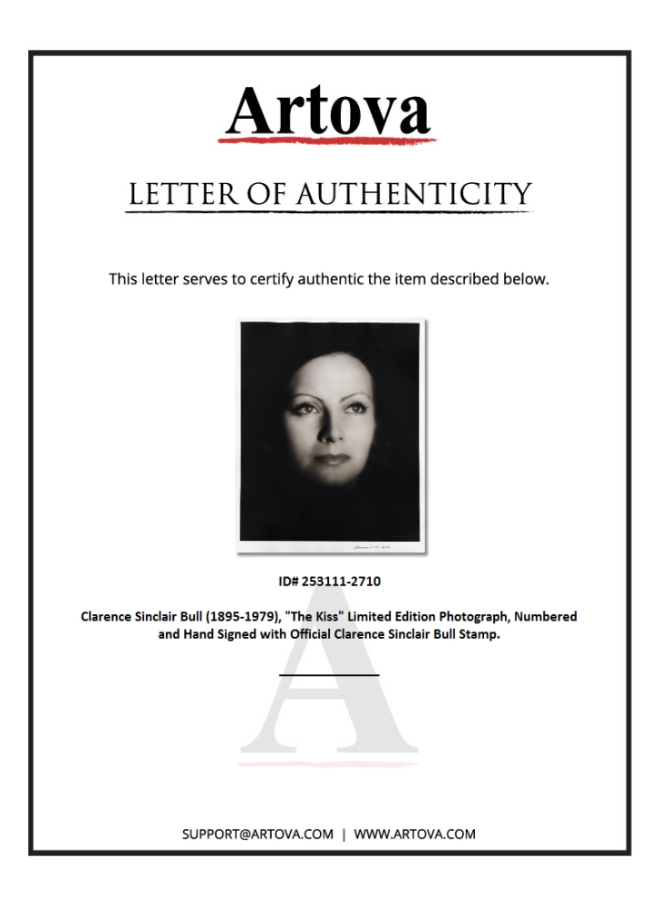 "The Kiss" LE 16x20 Photograph by Clarence Sinclair Bull (Artova) at PristineAuction.com "The Kiss" LE 16x20 Photograph by Clarence Sinclair Bull (Artova) at PristineAuction.com