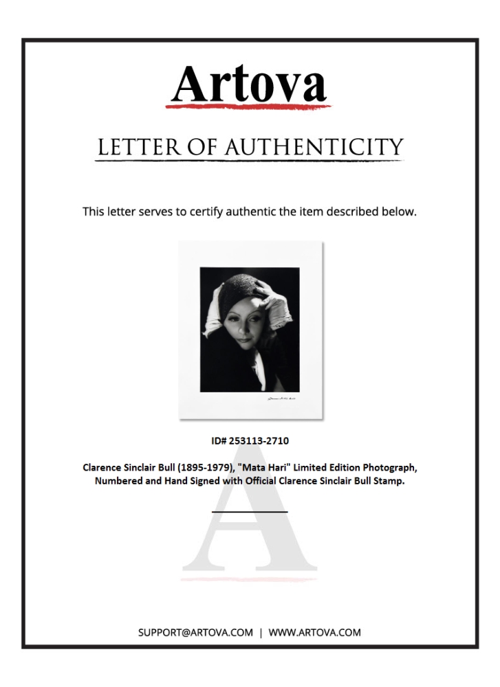 "Mata Hari" LE 16x20 Photograph by Clarence Sinclair Bull (Artova) at PristineAuction.com "Mata Hari" LE 16x20 Photograph by Clarence Sinclair Bull (Artova) at PristineAuction.com