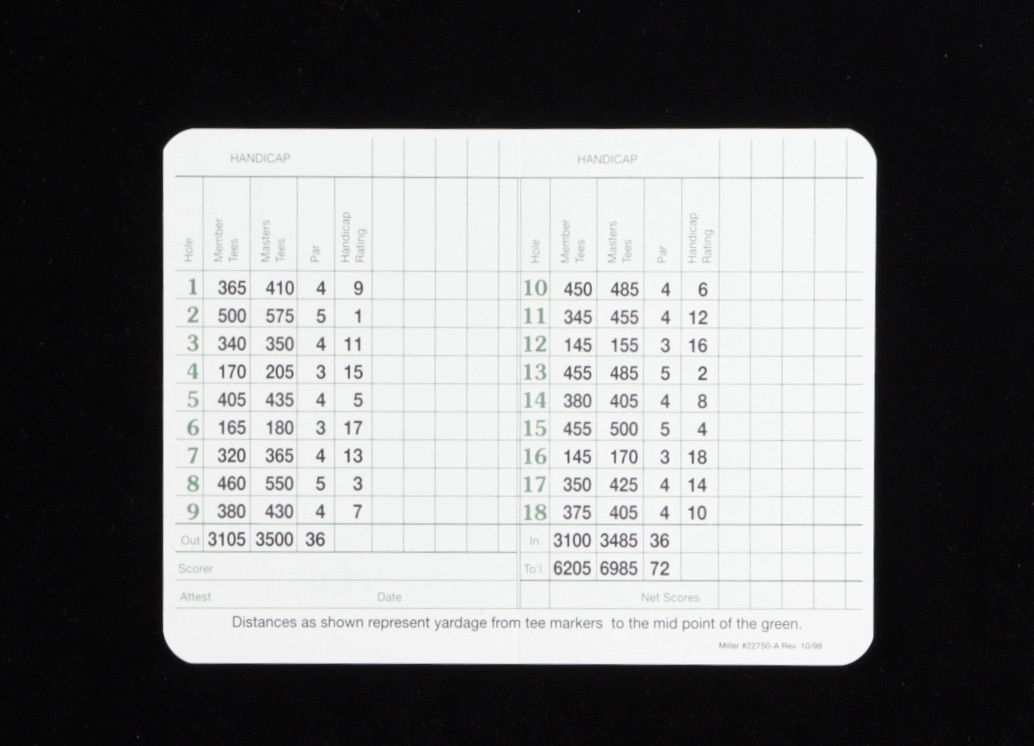 Tommy Aaron Signed 5x6 Augusta National Golf Club Scorecard (JSA ...