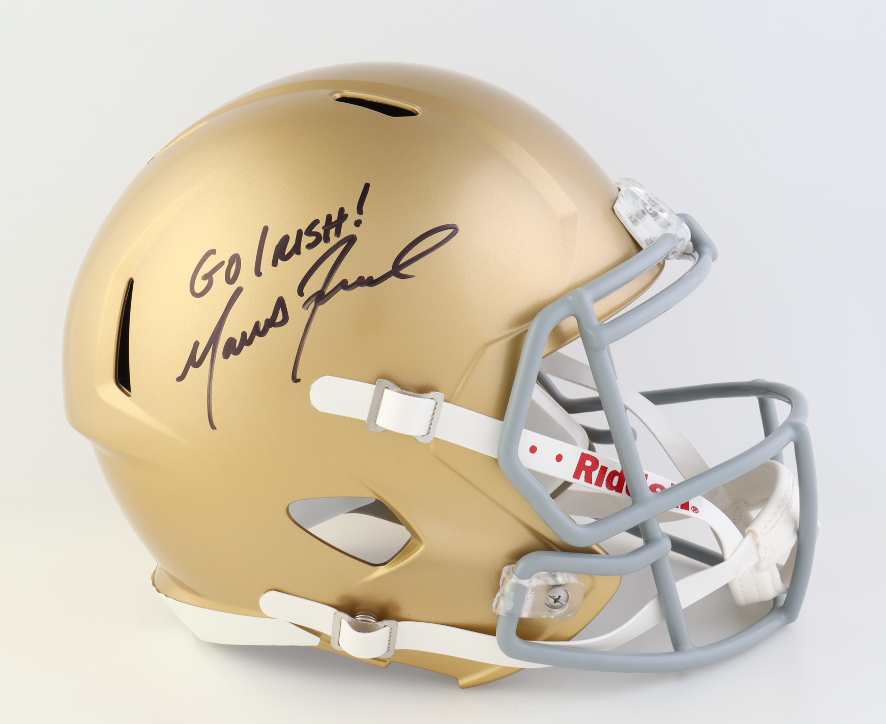 Marcus Freeman Signed Notre Dame Fighting Irish Full-Size Speed Helmet Inscribed "Go Irish!" (JSA) at PristineAuction.com Marcus Freeman Signed Notre Dame Fighting Irish Full-Size Speed Helmet Inscribed "Go Irish!" (JSA) at PristineAuction.com