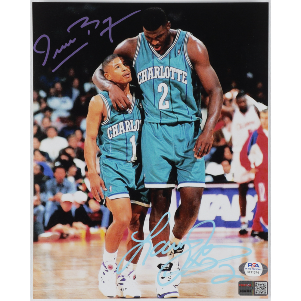 Muggsy Bogues & Larry Johnson Signed Hornets 8x10 Photo (PSA & TriStar ...