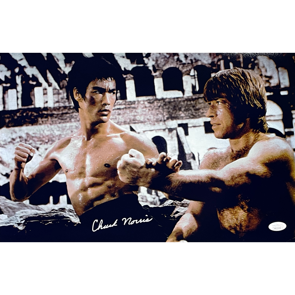 Chuck norris signed the way of the dragon 11x17 photo jsa 