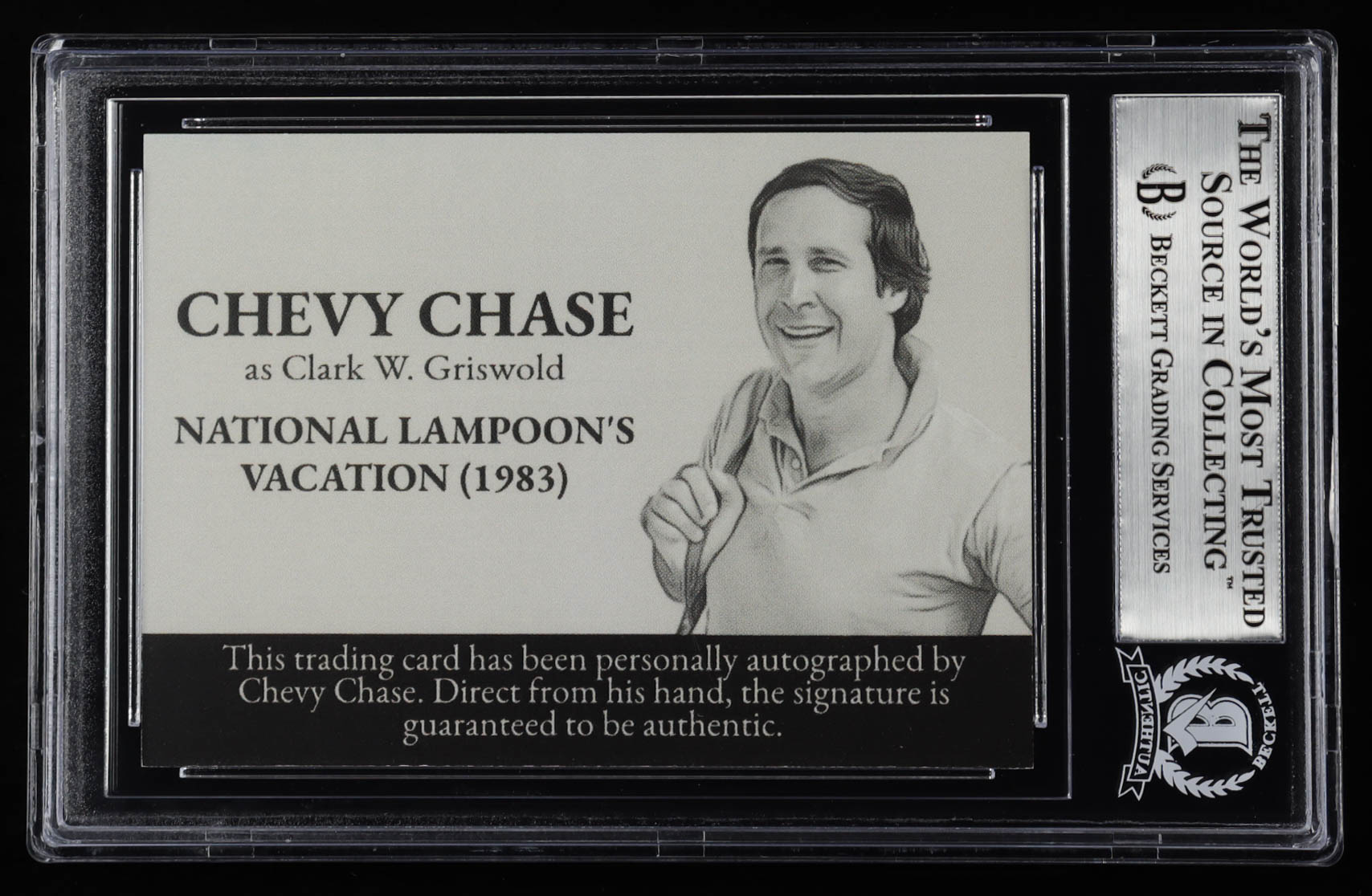 Chevy Chase Signed "National Lampoon's Vacation" Custom Trading Card (BGS) at PristineAuction.com Chevy Chase Signed "National Lampoon's Vacation" Custom Trading Card (BGS) at PristineAuction.com