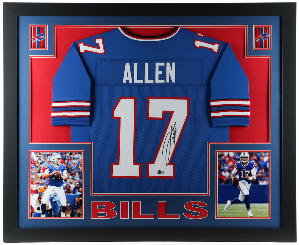 Josh Allen Signed 35x43 Custom Framed Jersey Display (Beckett) at PristineAuction.com Josh Allen Signed 35x43 Custom Framed Jersey Display (Beckett) at PristineAuction.com