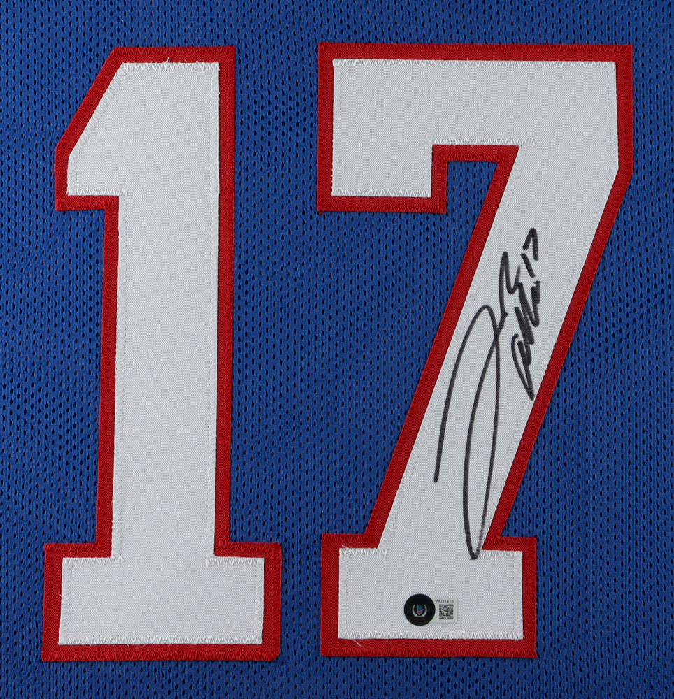 Josh Allen Signed 35x43 Custom Framed Jersey Display (Beckett) at PristineAuction.com Josh Allen Signed 35x43 Custom Framed Jersey Display (Beckett) at PristineAuction.com