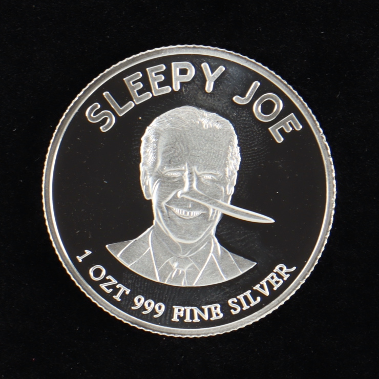 1 Troy Ounce "Sleepy Joe" .999 Fine Silver Bullion Round at PristineAuction.com 1 Troy Ounce "Sleepy Joe" .999 Fine Silver Bullion Round at PristineAuction.com