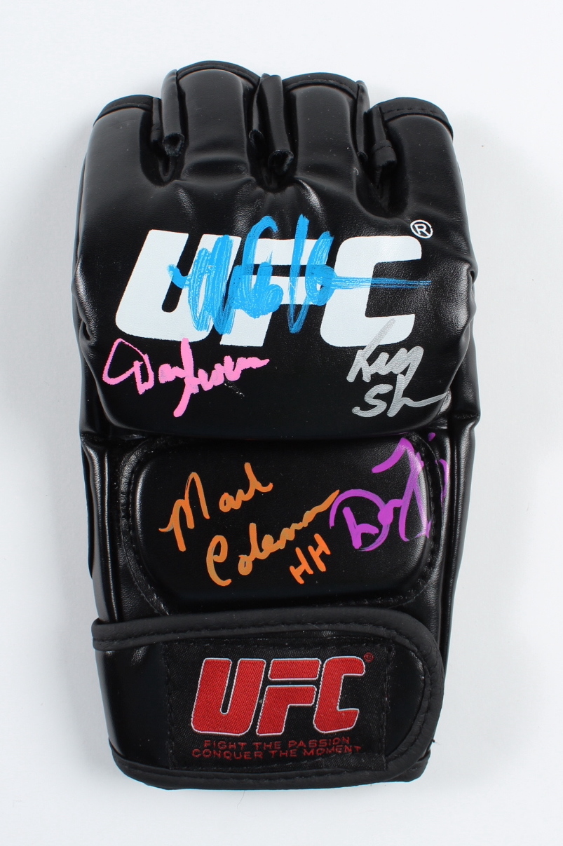 UFC Glove Signed by (5) with Ken Shamrock, Mark Coleman, Mark Kerr, Dan Severn Inscribed "HH" (JSA) at PristineAuction.com UFC Glove Signed by (5) with Ken Shamrock, Mark Coleman, Mark Kerr, Dan Severn Inscribed "HH" (JSA) at PristineAuction.com