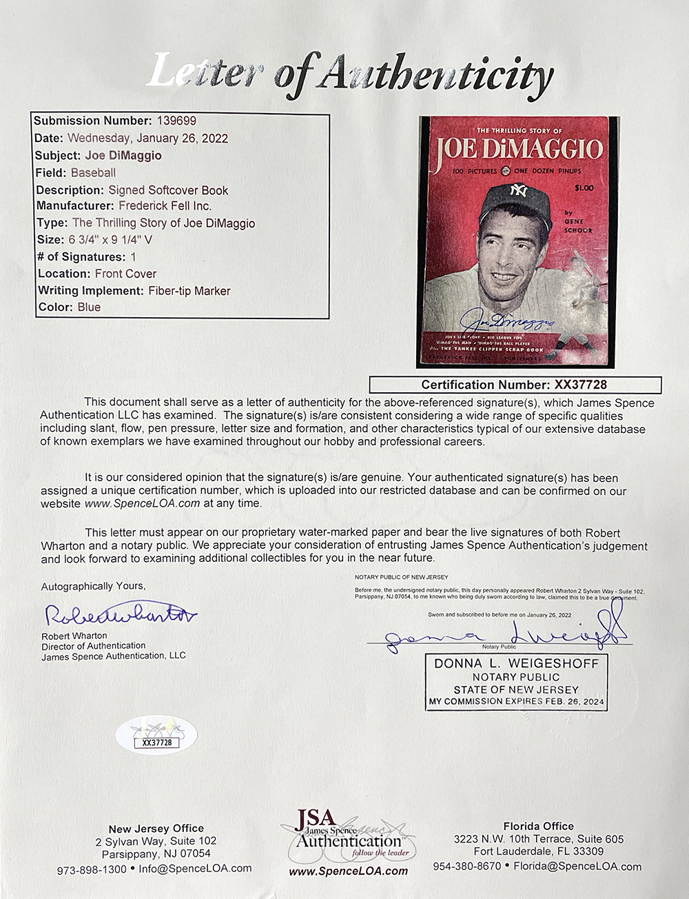 Joe DiMaggio Signed "The Thrilling Story Of Joe DiMaggio" Softcover Book (JSA) at PristineAuction.com Joe DiMaggio Signed "The Thrilling Story Of Joe DiMaggio" Softcover Book (JSA) at PristineAuction.com