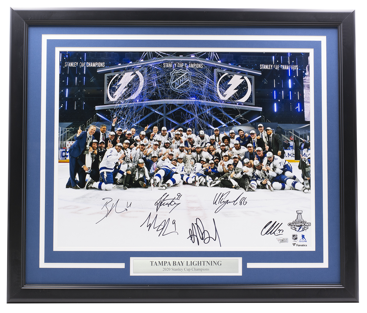 Lightning 22x27 Custom Framed Photo Team Signed By (6) With Steven Stamkos, Brayden Point, Tyler Johnson, Victor Hedman (Fanatics) at PristineAuction.com Lightning 22x27 Custom Framed Photo Team Signed By (6) With Steven Stamkos, Brayden Point, Tyler Johnson, Victor Hedman (Fanatics) at PristineAuction.com