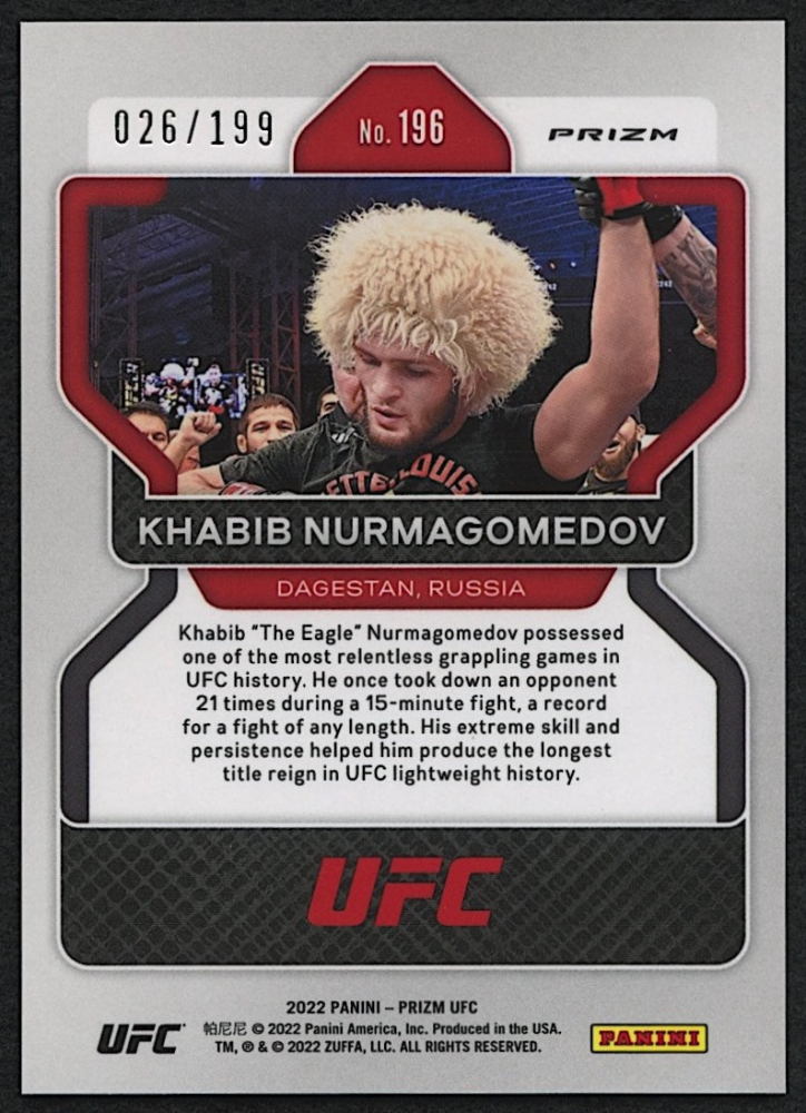 2022 PANINI SELECT UFC Khabib Nurmagomedov disque argent Prizm No. 49