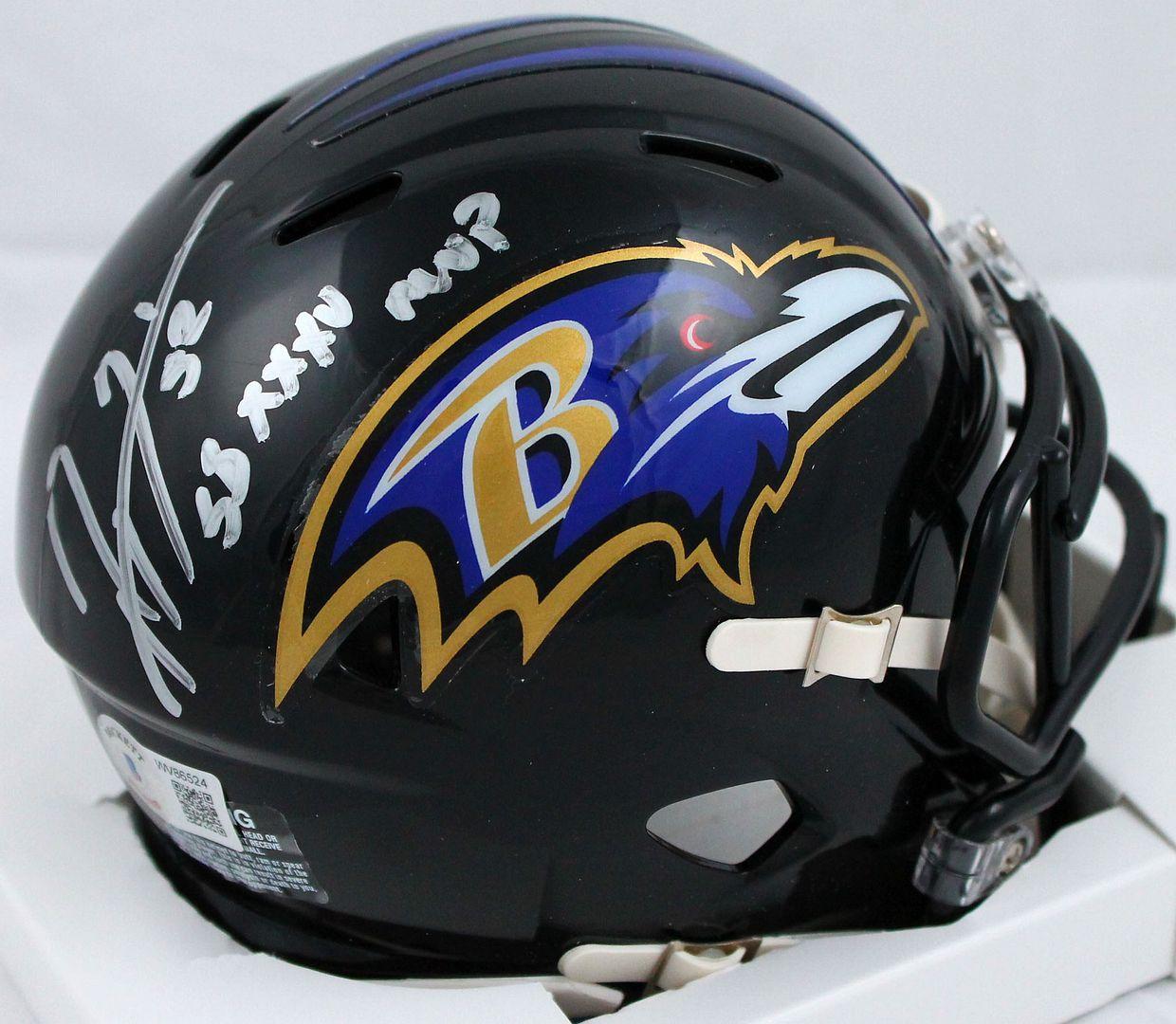 Ray Lewis Signed Ravens Speed Mini Helmet Inscribed "SB XXXV MVP" (Beckett) at PristineAuction.com Ray Lewis Signed Ravens Speed Mini Helmet Inscribed "SB XXXV MVP" (Beckett) at PristineAuction.com