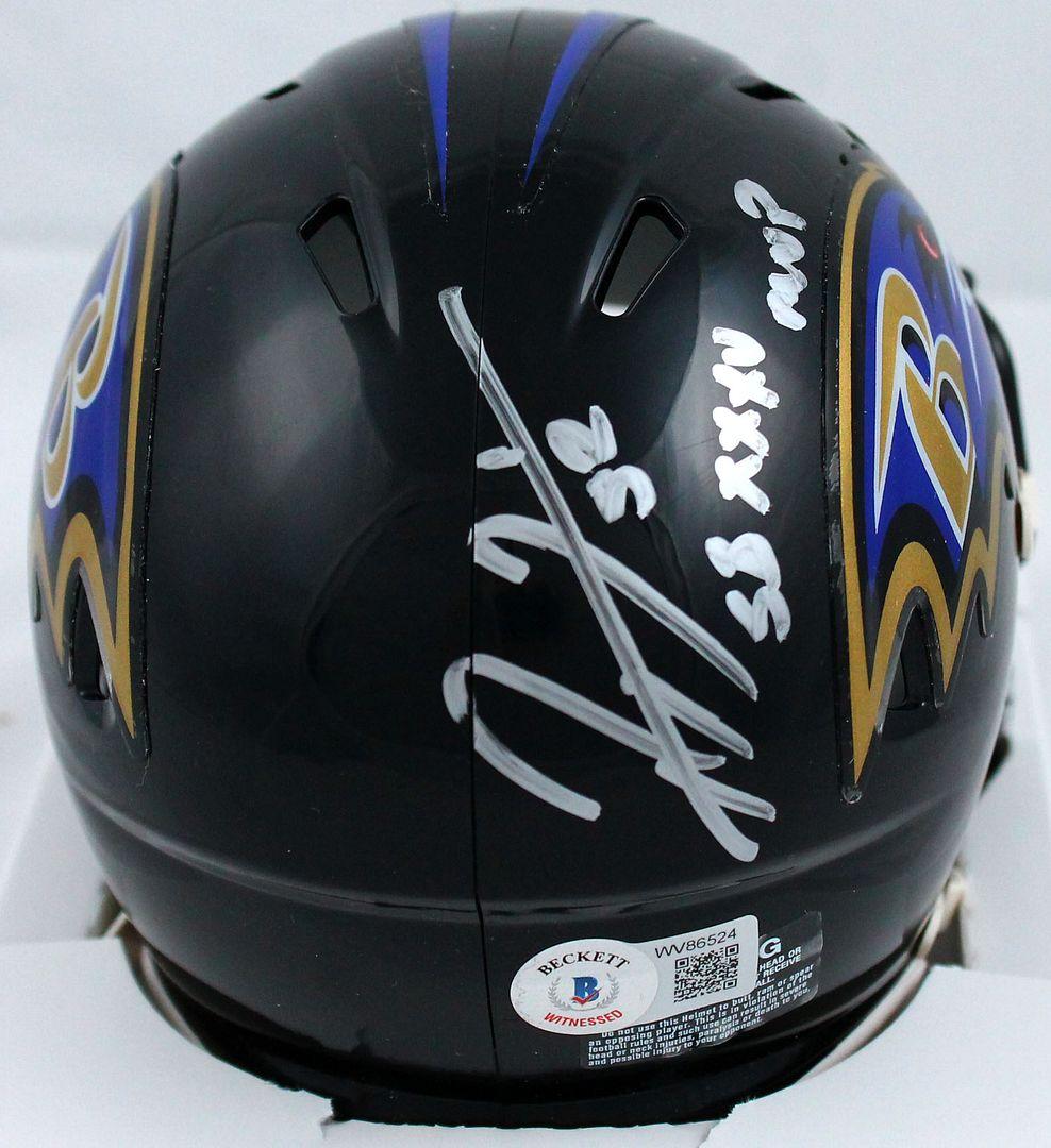 Ray Lewis Signed Ravens Speed Mini Helmet Inscribed "SB XXXV MVP" (Beckett) at PristineAuction.com Ray Lewis Signed Ravens Speed Mini Helmet Inscribed "SB XXXV MVP" (Beckett) at PristineAuction.com