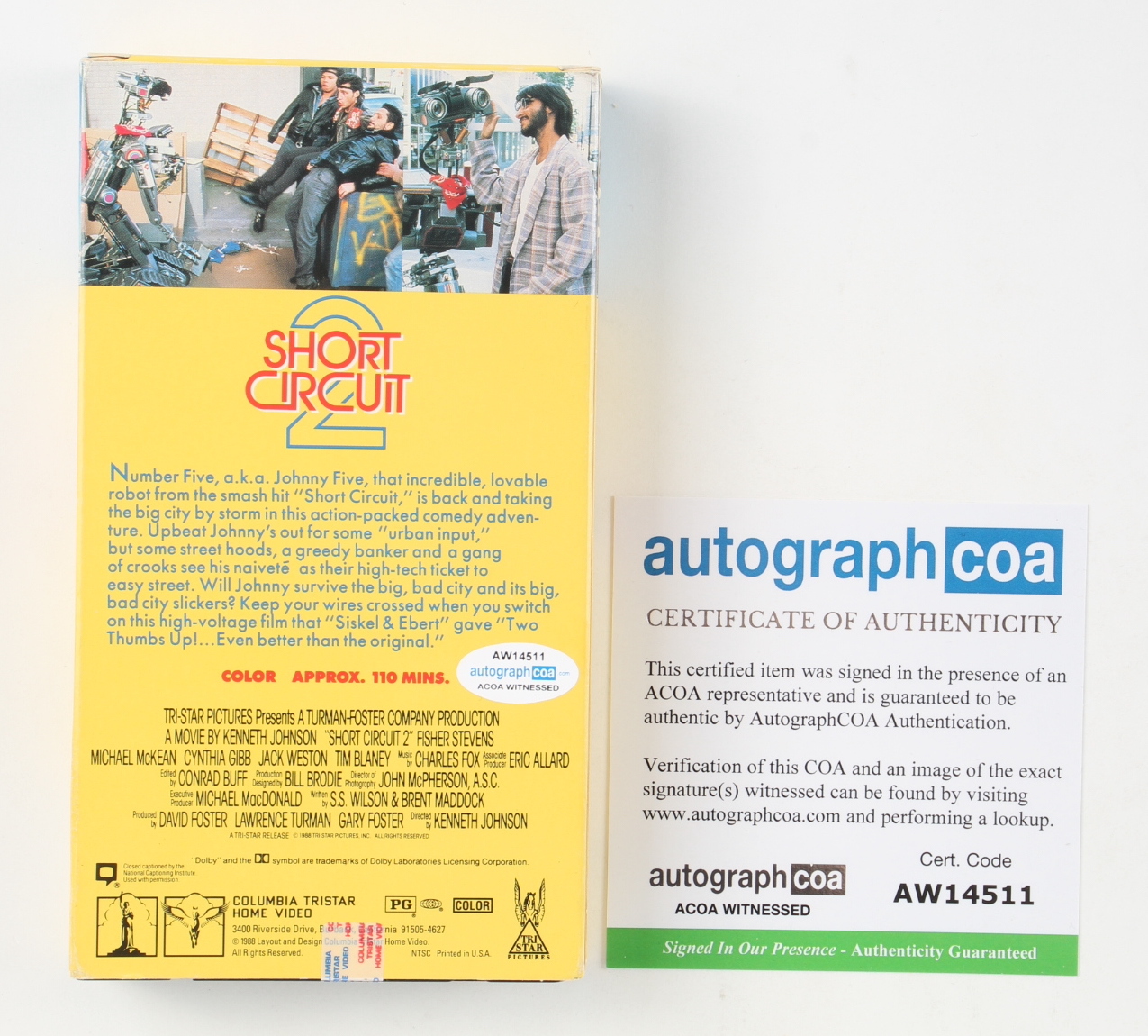Tim Blaney Signed "Short Circuit 2" VHS Tape with Original Packaging Inscribed "Johnny 5" (AutographCOA) at PristineAuction.com Tim Blaney Signed "Short Circuit 2" VHS Tape with Original Packaging Inscribed "Johnny 5" (AutographCOA) at PristineAuction.com