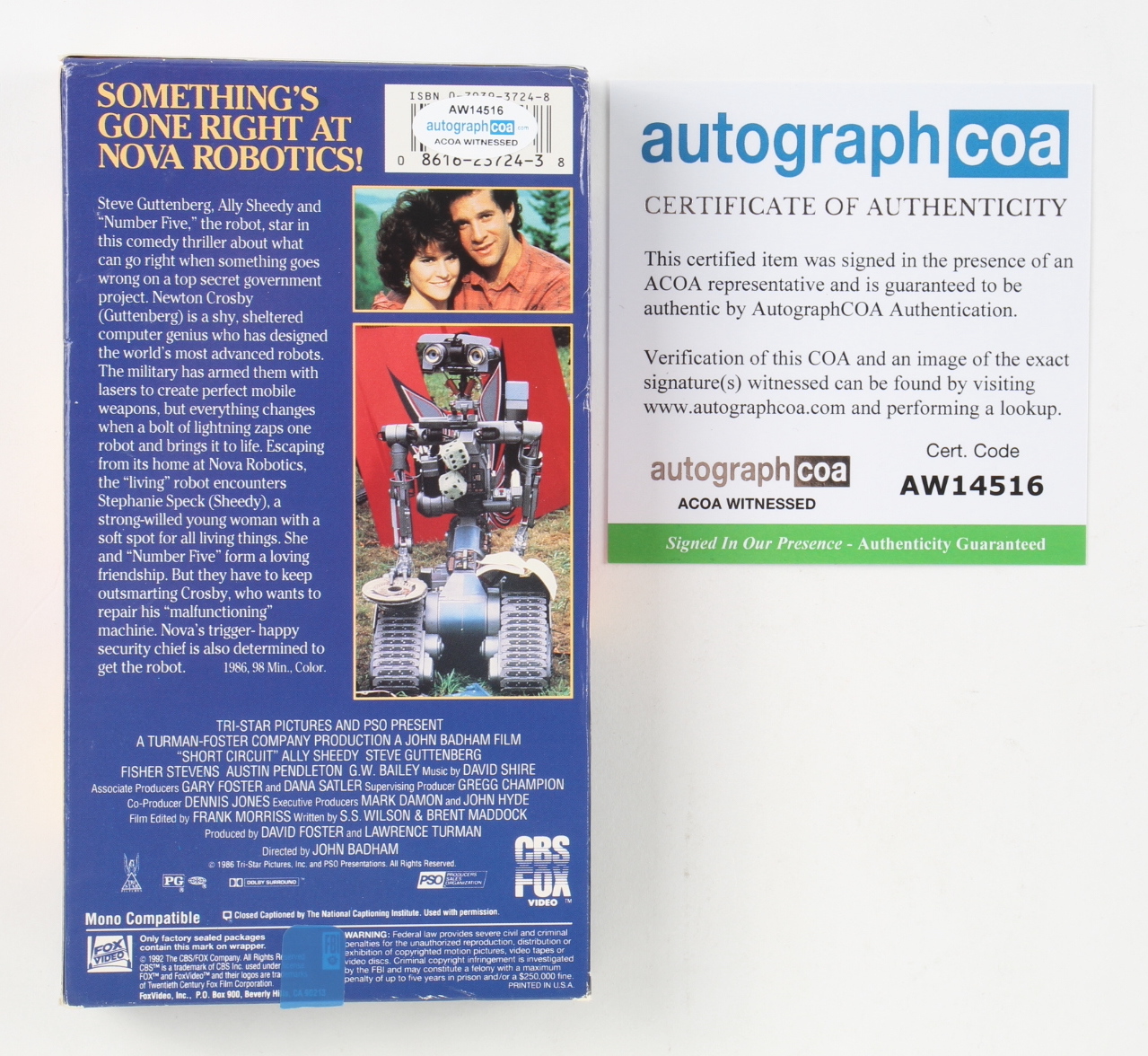 Tim Blaney Signed "Short Circuit" VHS Tape with Original Packaging Inscribed "No. 5" (AutographCOA) at PristineAuction.com Tim Blaney Signed "Short Circuit" VHS Tape with Original Packaging Inscribed "No. 5" (AutographCOA) at PristineAuction.com