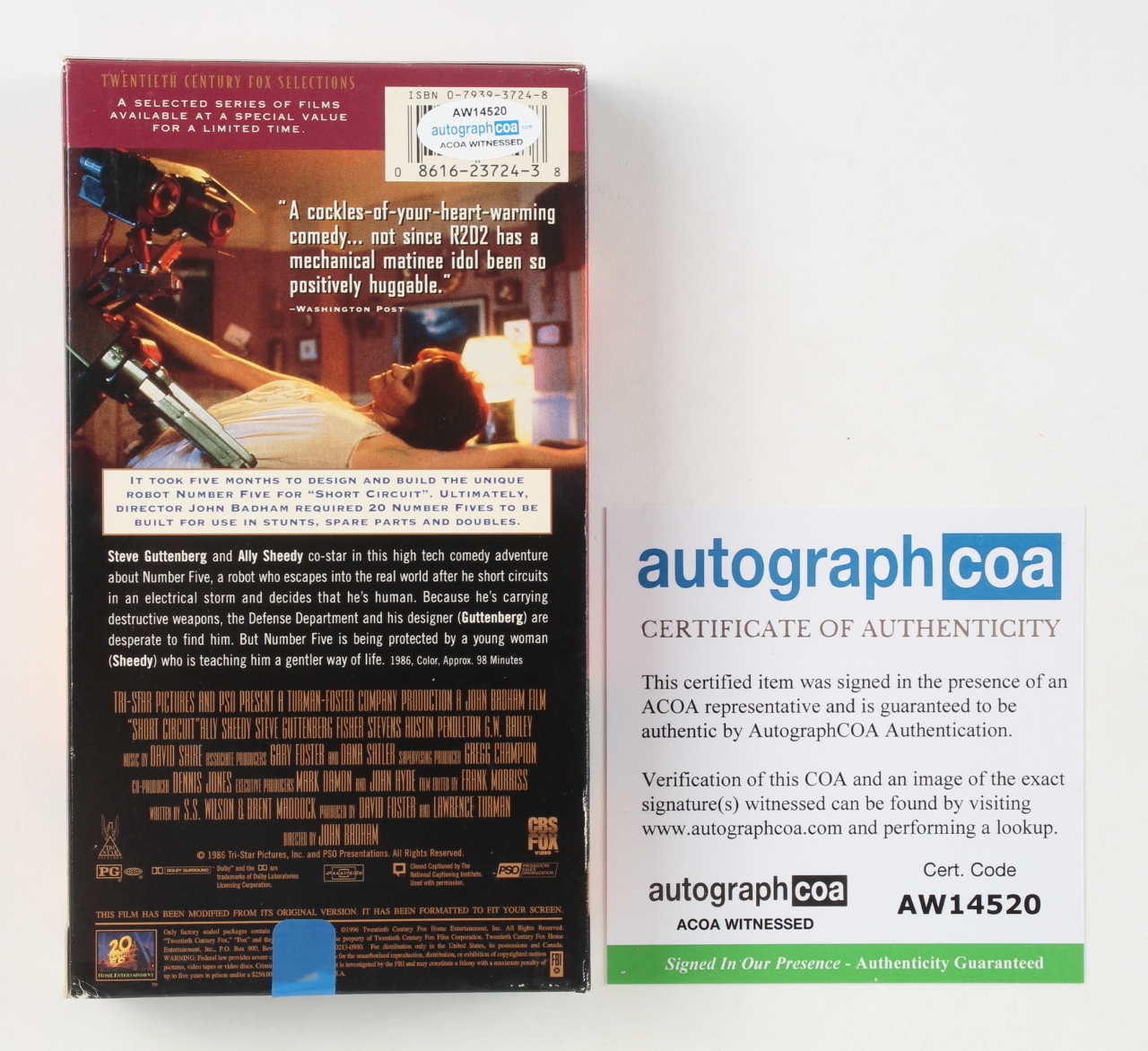 Tim Blaney Signed "Short Circuit" VHS Tape with Original Packaging Inscribed "No. 5" (AutographCOA) at PristineAuction.com Tim Blaney Signed "Short Circuit" VHS Tape with Original Packaging Inscribed "No. 5" (AutographCOA) at PristineAuction.com