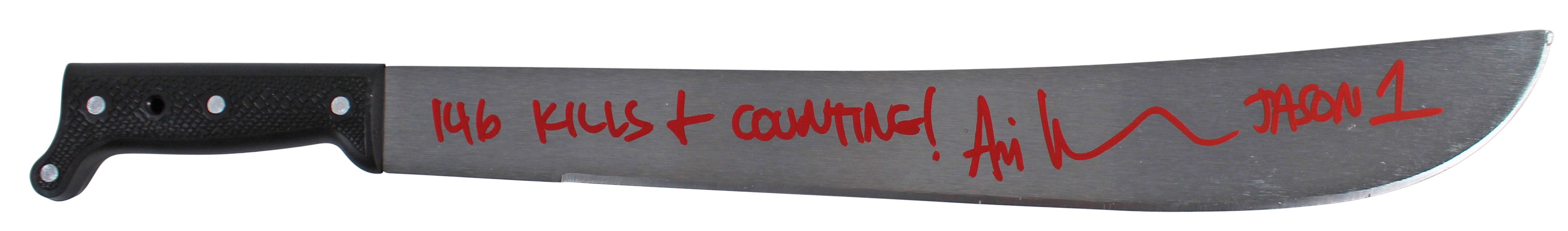 Ari Lehman Signed "Friday the 13th" Genuine 17.5" Steel Machete Inscribed "146 Kills & Counting" & "Jason 1" (Beckett) at PristineAuction.com Ari Lehman Signed "Friday the 13th" Genuine 17.5" Steel Machete Inscribed "146 Kills & Counting" & "Jason 1" (Beckett) at PristineAuction.com