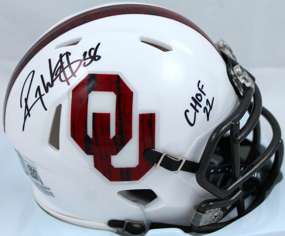 Roy Williams Signed Oklahoma Sooners Speed Mini Helmet Inscribed "CHOF