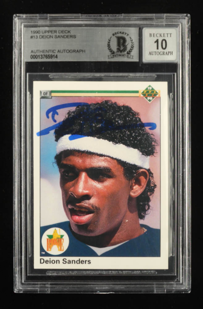 Deion Sanders Signed 1990 Upper Deck 13 RC (BGS) Pristine Auction