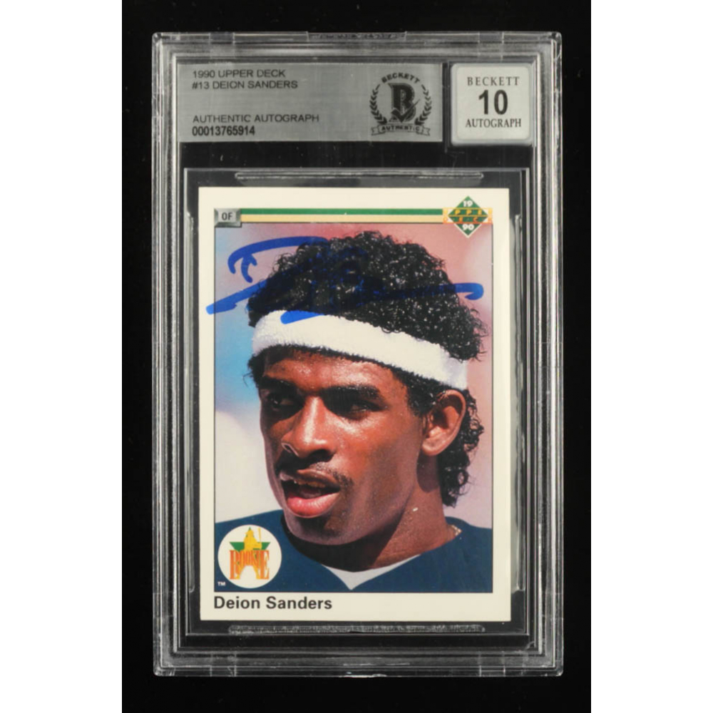 Deion Sanders Signed 1990 Upper Deck 13 RC (BGS) Pristine Auction