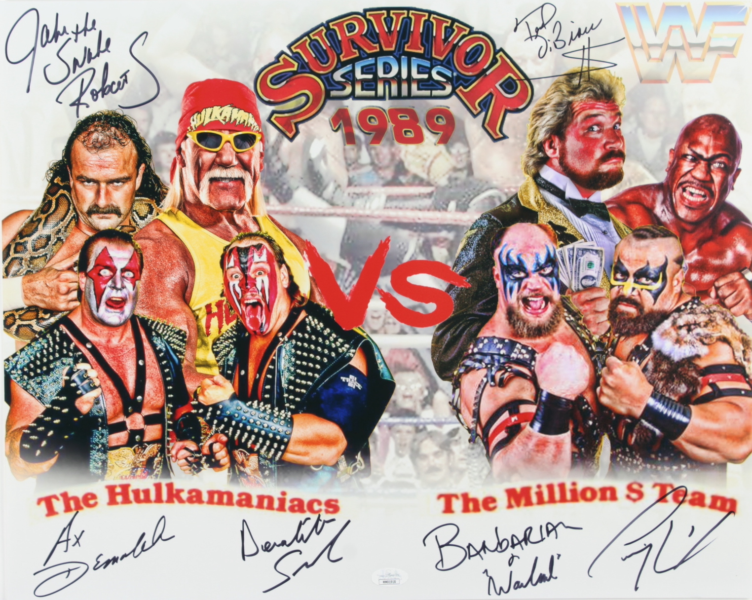 WWE 1989 Survivor Series 16x20 Photo Signed by (6) with Jake