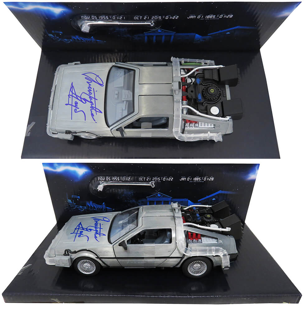 Christopher Lloyd Signed "Back to the Future II" DeLorean Time Machine 1:24 Scale Die-Cast Car (Schwartz Sports) at PristineAuction.com Christopher Lloyd Signed "Back to the Future II" DeLorean Time Machine 1:24 Scale Die-Cast Car (Schwartz Sports) at PristineAuction.com
