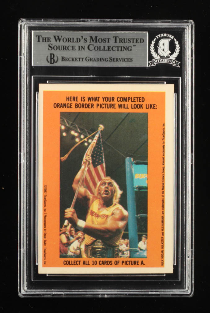 Hulk Hogan Signed Sticker on 1987 Topps WWF Stickers #2 (BGS) at PristineAuction.com Hulk Hogan Signed Sticker on 1987 Topps WWF Stickers #2 (BGS) at PristineAuction.com