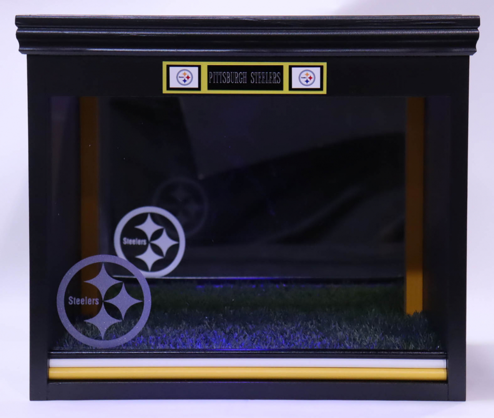 Steelers 14x18x15.5 Wooden FullSize Helmet Display Case Pristine Auction