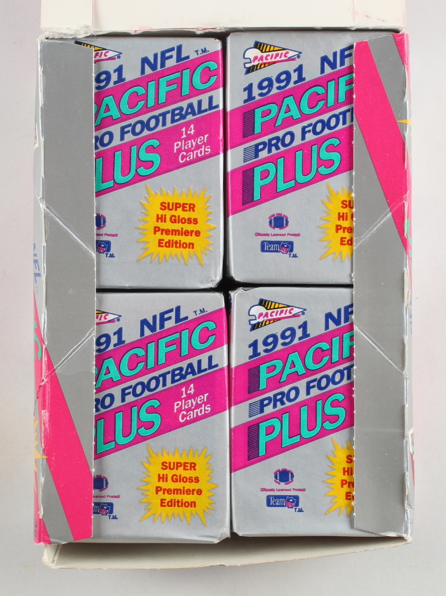 1991 Pacific Plus Series 1 Football Wax Box with (36) Packs at PristineAuction.com 1991 Pacific Plus Series 1 Football Wax Box with (36) Packs at PristineAuction.com
