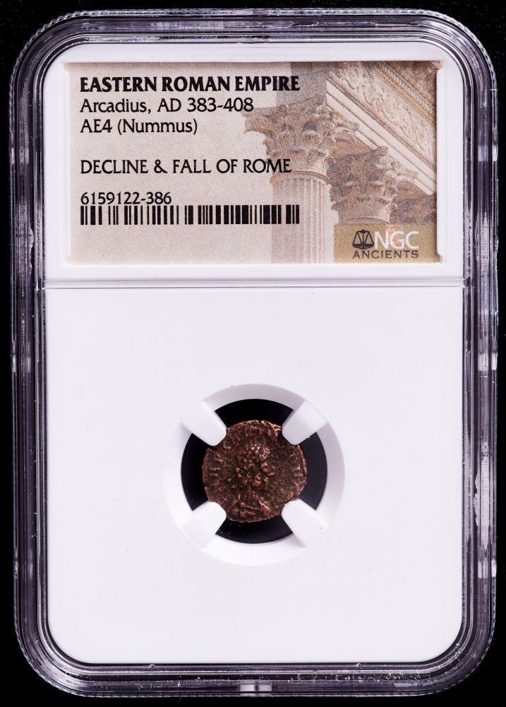 Arcadius AD 383408 Nummus Roman Empire Bronze Coin (NGC Encapsulated) Pristine Auction