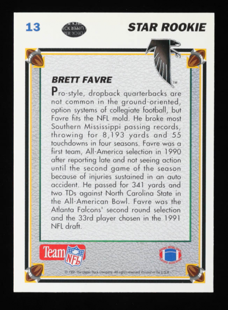 Brett Favre 1991 Upper Deck 13 RC Pristine Auction