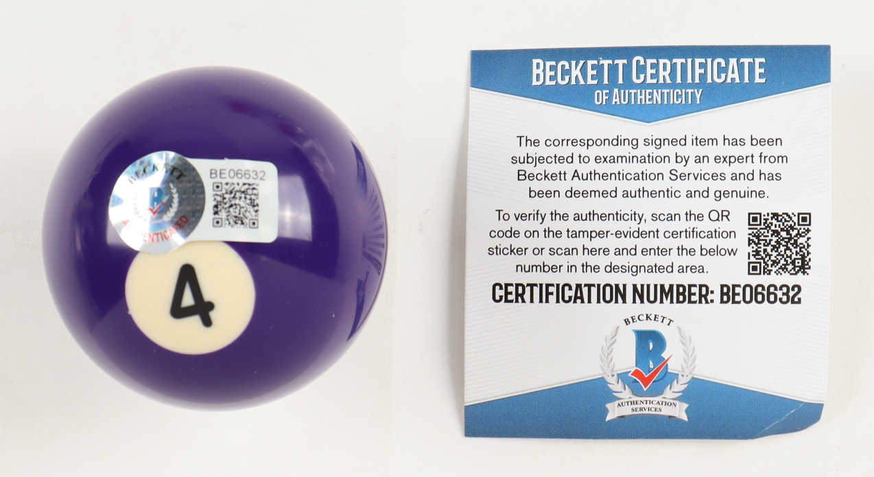 Willie Mosconi Signed #4 Billiard Ball Inscribed "Fats Can't Shine My Shoes" (Beckett) at PristineAuction.com Willie Mosconi Signed #4 Billiard Ball Inscribed "Fats Can't Shine My Shoes" (Beckett) at PristineAuction.com