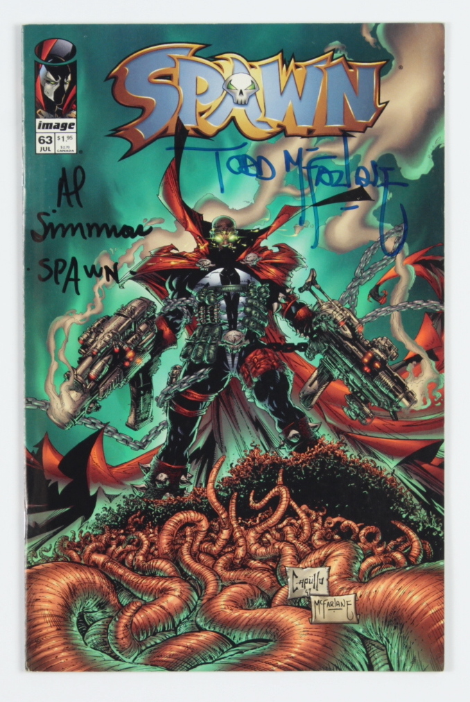 Todd McFarlane Signed 1997 "Spawn" Issue #63 Image Comic Book Inscribed "Al Simmons-Spawn" (Beckett) at PristineAuction.com Todd McFarlane Signed 1997 "Spawn" Issue #63 Image Comic Book Inscribed "Al Simmons-Spawn" (Beckett) at PristineAuction.com
