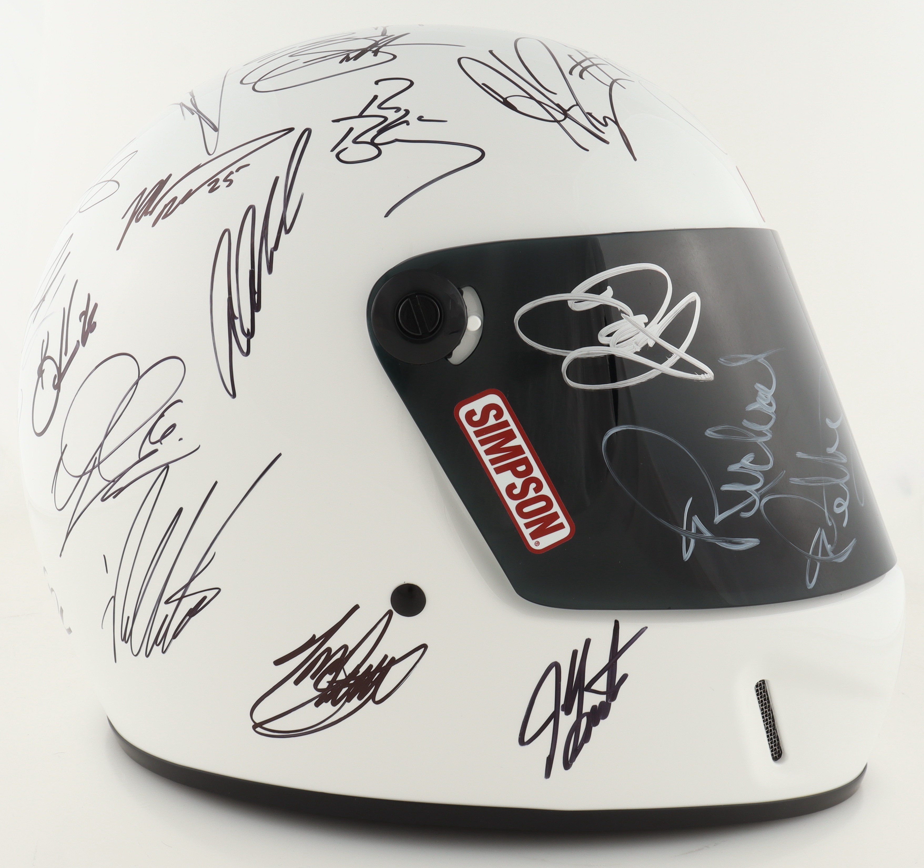NASCAR Full-Size Racing Helmet Signed by (38) with Dale Earnhardt Jr., Richard Petty, Rusty Wallace, Tony Stewart, Kevin Harvick (Beckett) at PristineAuction.com NASCAR Full-Size Racing Helmet Signed by (38) with Dale Earnhardt Jr., Richard Petty, Rusty Wallace, Tony Stewart, Kevin Harvick (Beckett) at PristineAuction.com