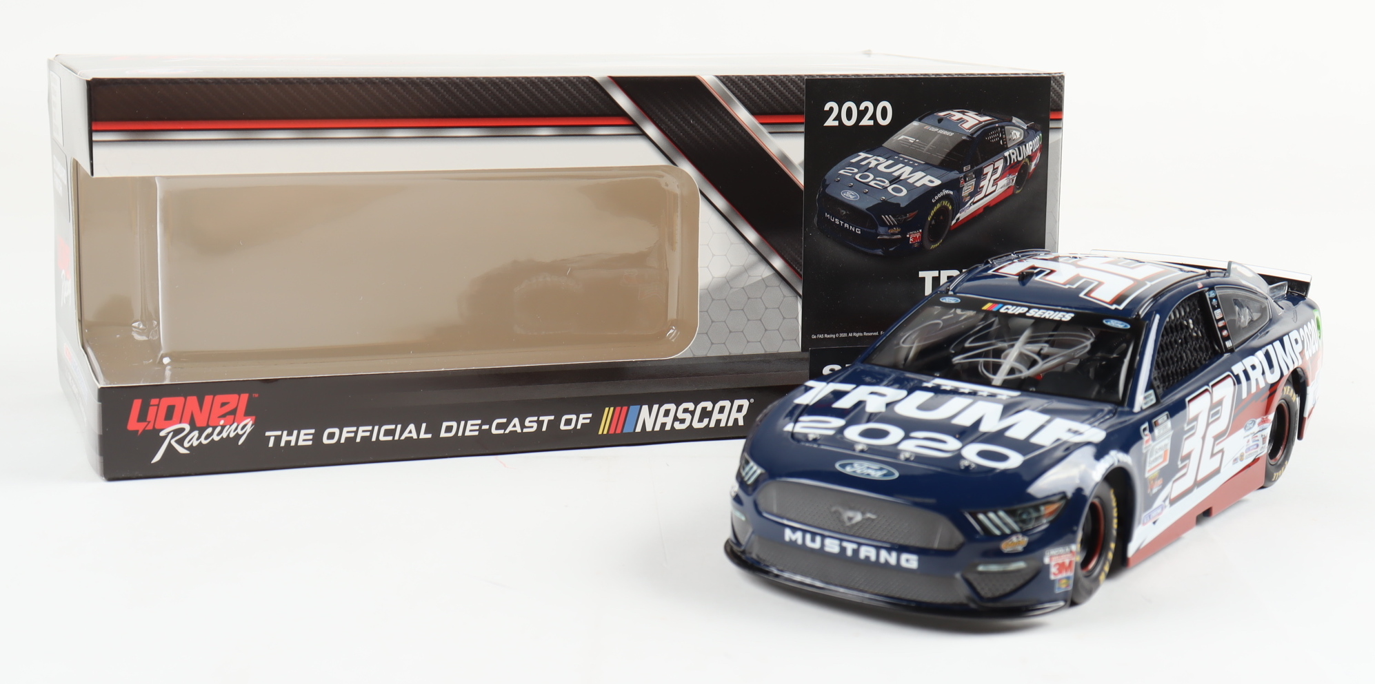 Corey Lajoie Signed LE 2020 Mustang NASCAR #32 Trump / Pence - 1:24 Premium Action Diecast Car (RCCA) at PristineAuction.com Corey Lajoie Signed LE 2020 Mustang NASCAR #32 Trump / Pence - 1:24 Premium Action Diecast Car (RCCA) at PristineAuction.com