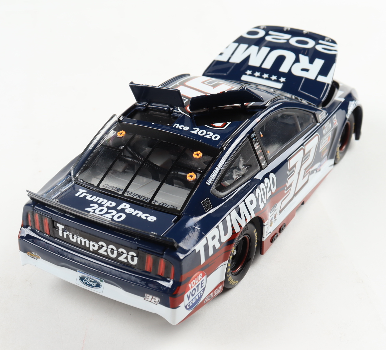 Corey Lajoie Signed LE 2020 Mustang NASCAR #32 Trump / Pence - 1:24 Premium Action Diecast Car (RCCA) at PristineAuction.com Corey Lajoie Signed LE 2020 Mustang NASCAR #32 Trump / Pence - 1:24 Premium Action Diecast Car (RCCA) at PristineAuction.com