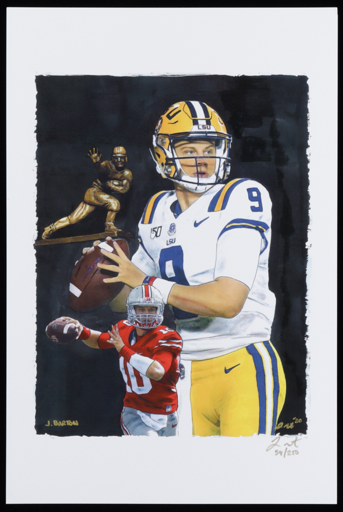 Joe Burrow - LSU Tigers / Ohio State Buckeyes - Joshua Barton 12x18 Signed Limited Edition Lithograph #/250 (PA) at PristineAuction.com Joe Burrow - LSU Tigers / Ohio State Buckeyes - Joshua Barton 12x18 Signed Limited Edition Lithograph #/250 (PA) at PristineAuction.com