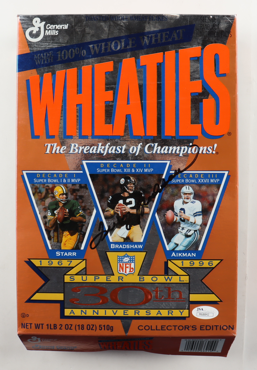 Terry Bradshaw Signed Wheaties Super Bowl 30th Anniversary Collector's Edition Cereal Box (JSA) at PristineAuction.com Terry Bradshaw Signed Wheaties Super Bowl 30th Anniversary Collector's Edition Cereal Box (JSA) at PristineAuction.com