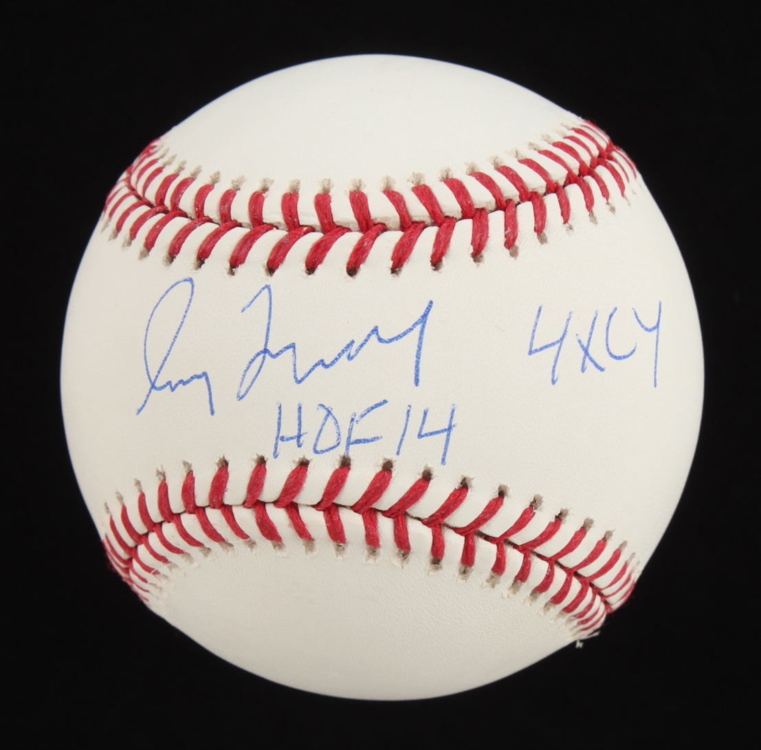 Greg Maddux Signed OML Baseball Inscribed "4X CY" & "HOF 14" (Beckett) at PristineAuction.com Greg Maddux Signed OML Baseball Inscribed "4X CY" & "HOF 14" (Beckett) at PristineAuction.com