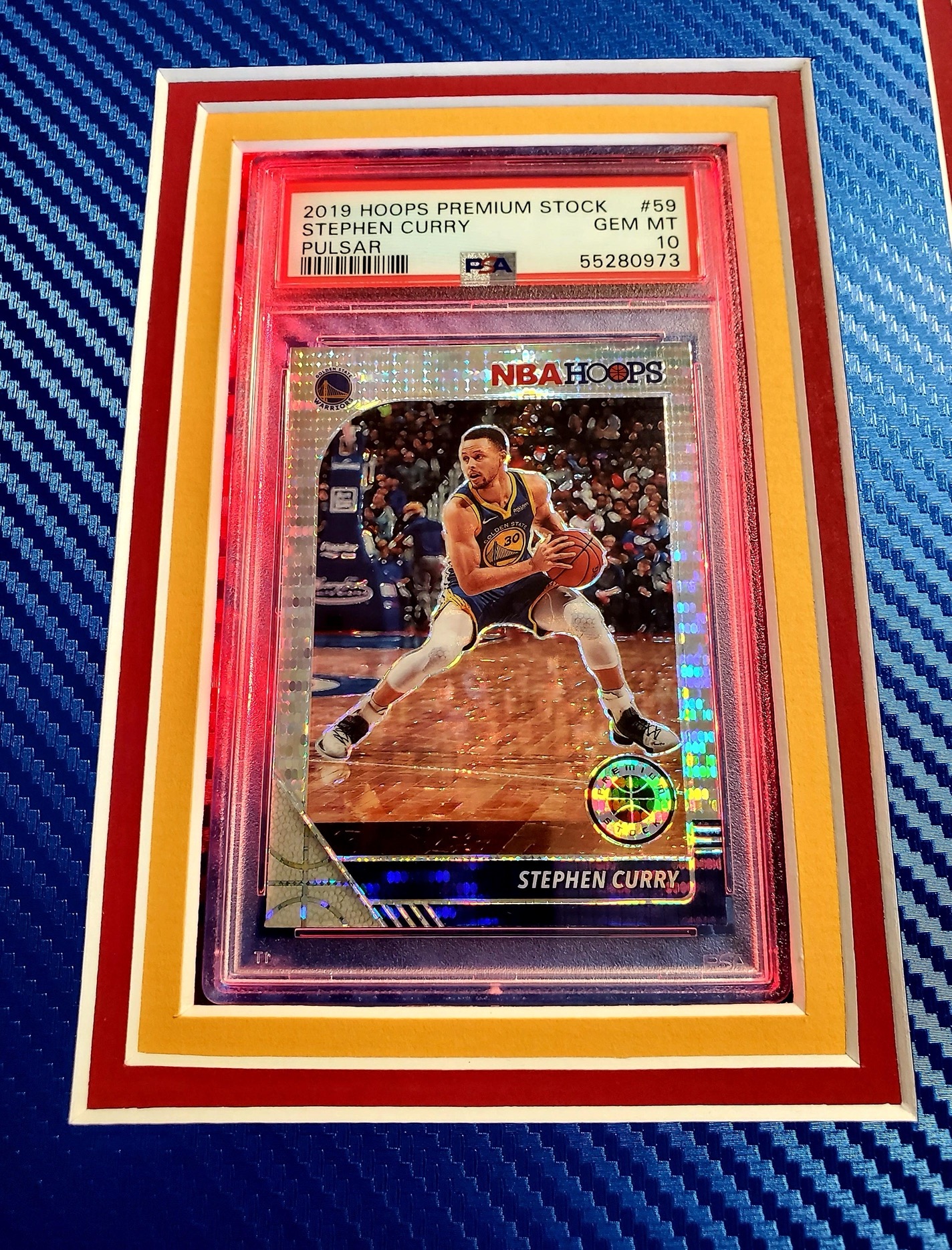 Steph Curry Signed 33x42 Custom Framed LED-Backlit Jersey Display with 2016-17 Select #88 (PSA 10) & 2019-20 Hoops Premium Stock Prizms Pulsar #59 (PSA 10) (JSA & Curry) at PristineAuction.com Steph Curry Signed 33x42 Custom Framed LED-Backlit Jersey Display with 2016-17 Select #88 (PSA 10) & 2019-20 Hoops Premium Stock Prizms Pulsar #59 (PSA 10) (JSA & Curry) at PristineAuction.com