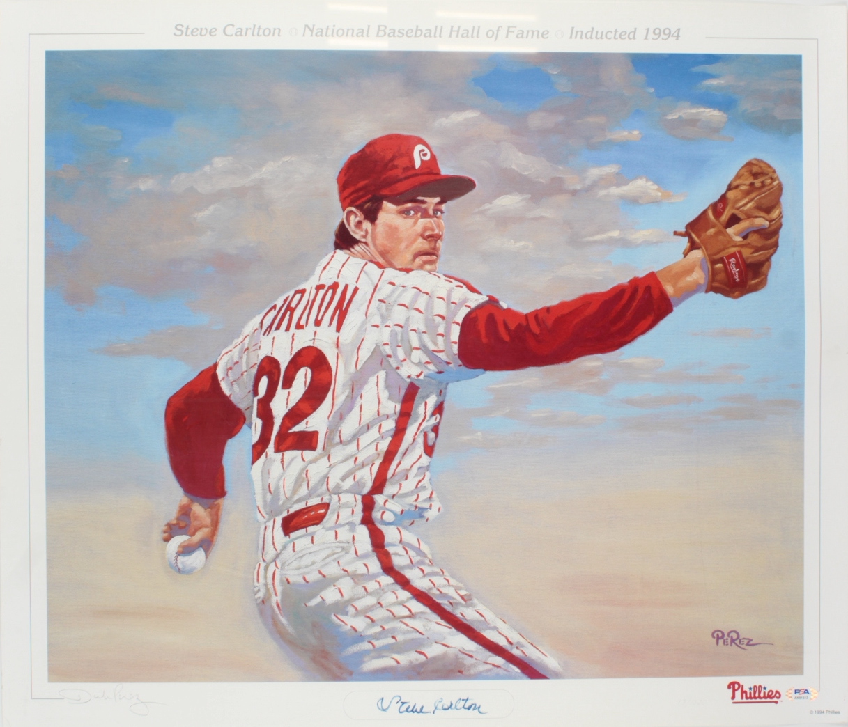 Steve Carlton & Dick Perez Signed LE Phillies 22x26 Print (PSA) at PristineAuction.com Steve Carlton & Dick Perez Signed LE Phillies 22x26 Print (PSA) at PristineAuction.com