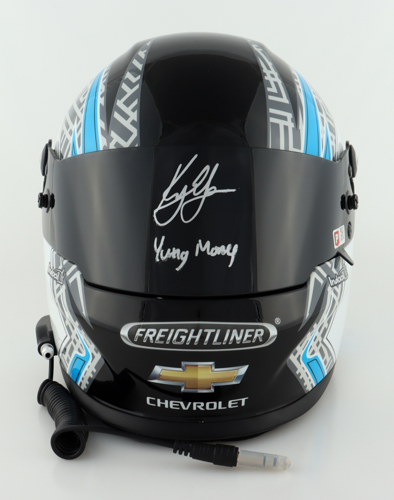 Kyle Larson Signed 2021 NASCAR Freightliner Full-Size Helmet Inscribed "Yung Money" (PA) (Imperfect) at PristineAuction.com Kyle Larson Signed 2021 NASCAR Freightliner Full-Size Helmet Inscribed "Yung Money" (PA) (Imperfect) at PristineAuction.com