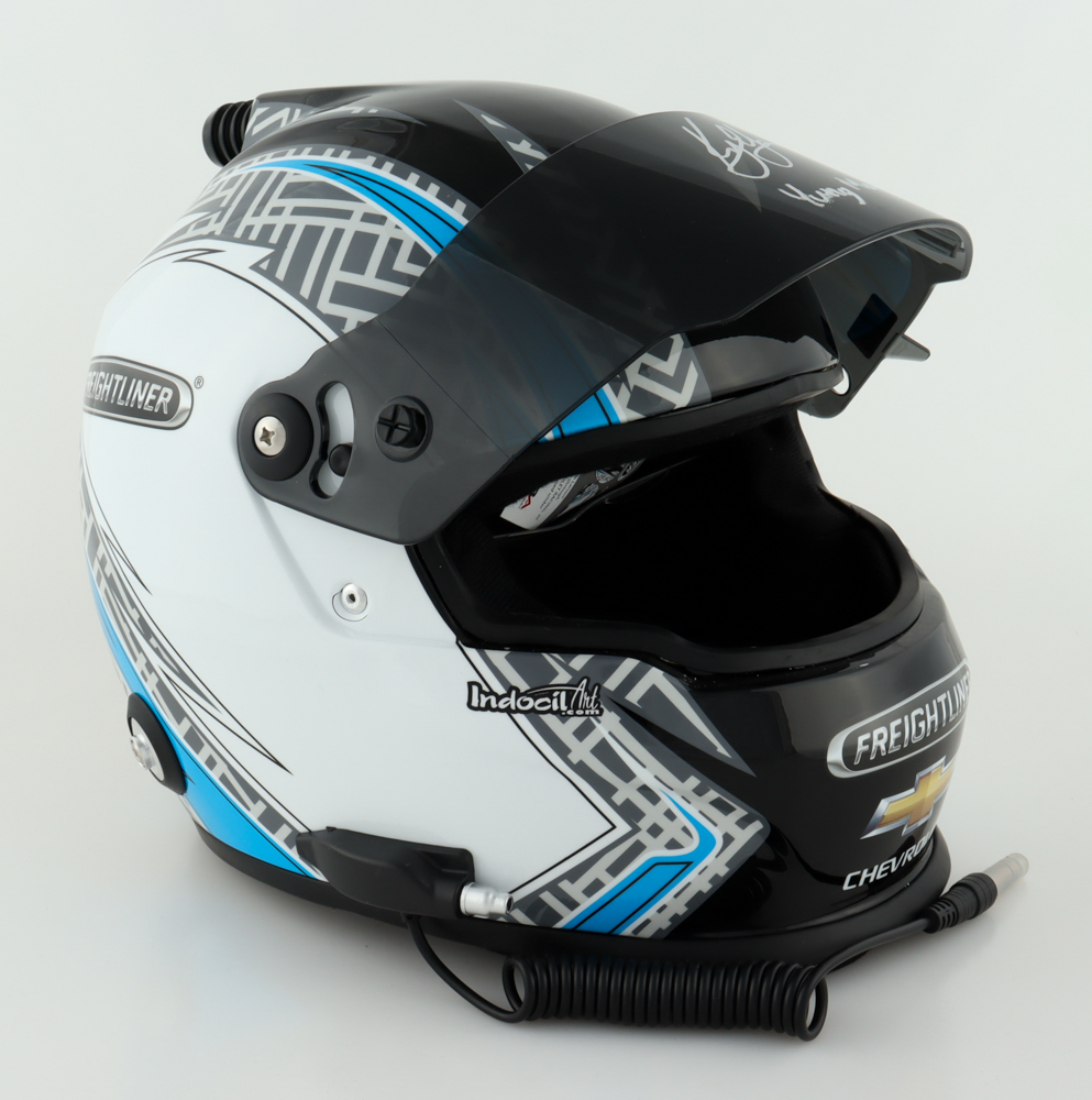Kyle Larson Signed 2021 NASCAR Freightliner Full-Size Helmet Inscribed "Yung Money" (PA) (Imperfect) at PristineAuction.com Kyle Larson Signed 2021 NASCAR Freightliner Full-Size Helmet Inscribed "Yung Money" (PA) (Imperfect) at PristineAuction.com