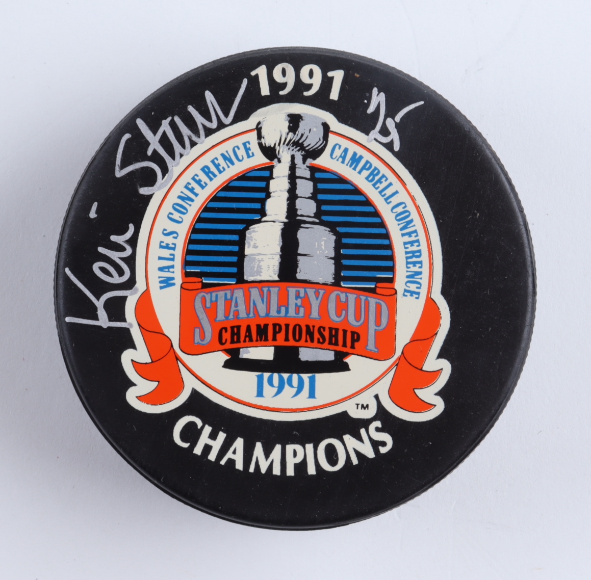 Kevin Stevens Signed Penguins 1991 Stanley Cup Logo Hockey Puck (PSA) at PristineAuction.com Kevin Stevens Signed Penguins 1991 Stanley Cup Logo Hockey Puck (PSA) at PristineAuction.com