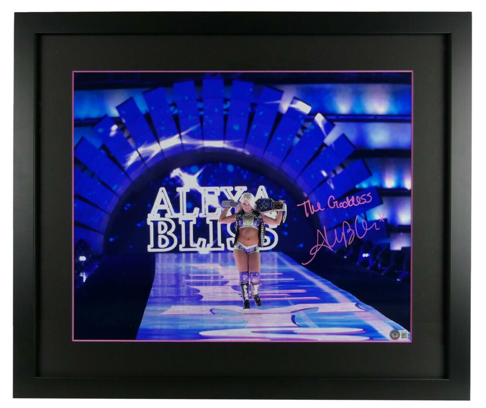Alexa Bliss Signed WWE 22x26 Custom Framed Photo Display Inscribed "The Goddess" (Beckett) at PristineAuction.com Alexa Bliss Signed WWE 22x26 Custom Framed Photo Display Inscribed "The Goddess" (Beckett) at PristineAuction.com