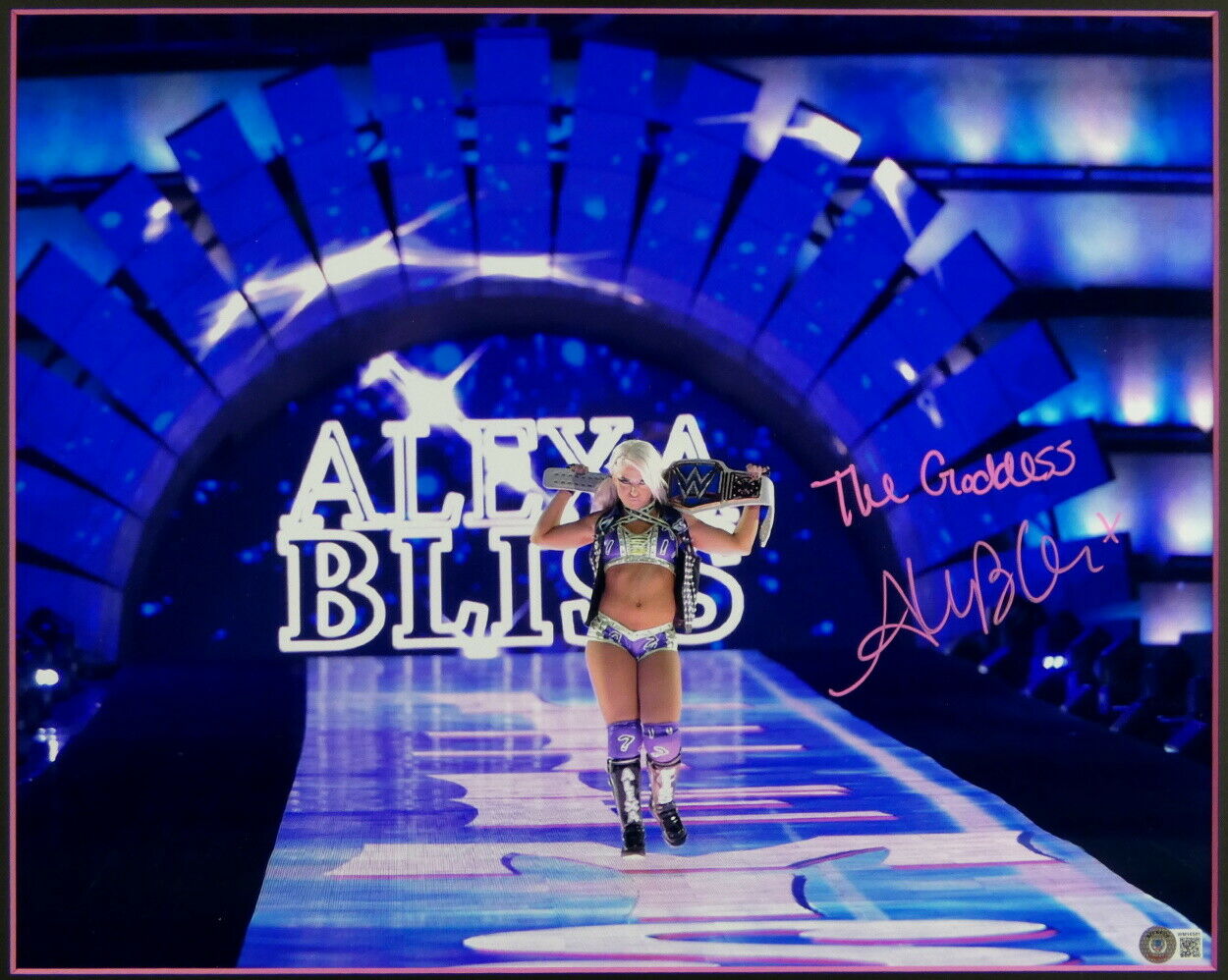 Alexa Bliss Signed WWE 22x26 Custom Framed Photo Display Inscribed "The Goddess" (Beckett) at PristineAuction.com Alexa Bliss Signed WWE 22x26 Custom Framed Photo Display Inscribed "The Goddess" (Beckett) at PristineAuction.com