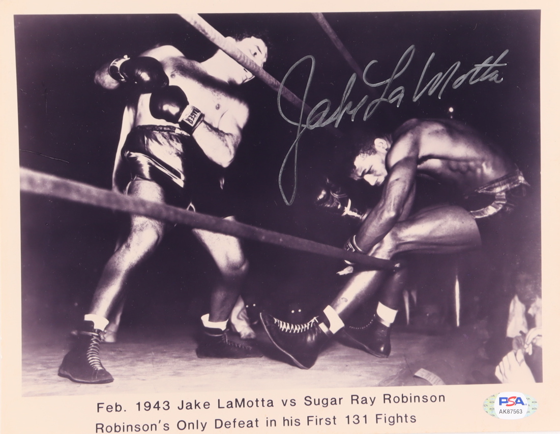 Jake "Raging Bull" LaMotta Signed 8x10 Photo (PSA) at PristineAuction.com Jake "Raging Bull" LaMotta Signed 8x10 Photo (PSA) at PristineAuction.com
