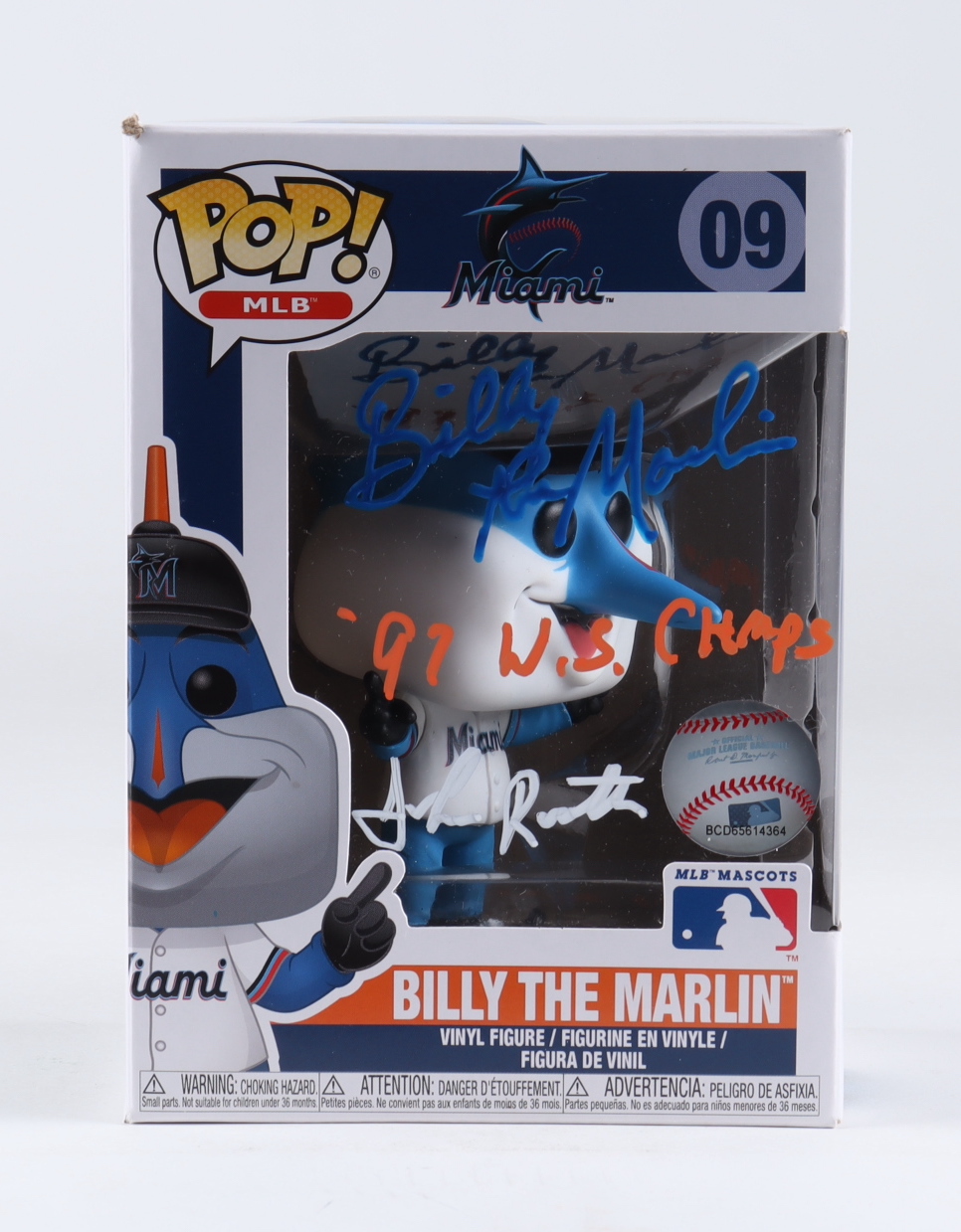 John Routh Signed Marlins #09 Billy the Marlin Funko Pop! Vinyl Figure Inscribed "Billy The Marlin" & "'97 W.S. Champs" (JSA) at PristineAuction.com John Routh Signed Marlins #09 Billy the Marlin Funko Pop! Vinyl Figure Inscribed "Billy The Marlin" & "'97 W.S. Champs" (JSA) at PristineAuction.com