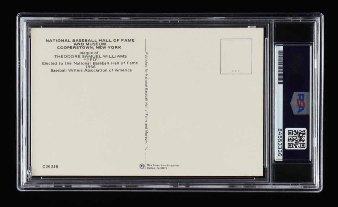 Ted Williams Signed Gold Hall of Fame Plaque Postcard (PSA) at PristineAuction.com Ted Williams Signed Gold Hall of Fame Plaque Postcard (PSA) at PristineAuction.com